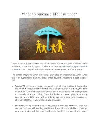 When to purchase life insurance