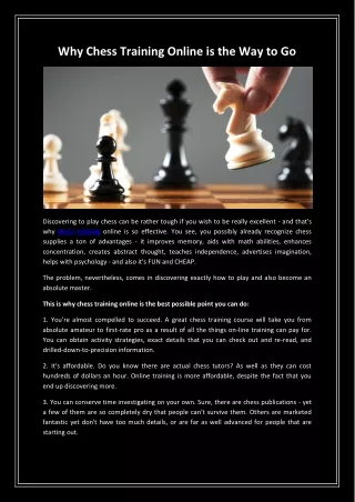 why chess training online is the way to go