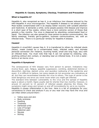 hepatitis a causes symptoms checkup treatment