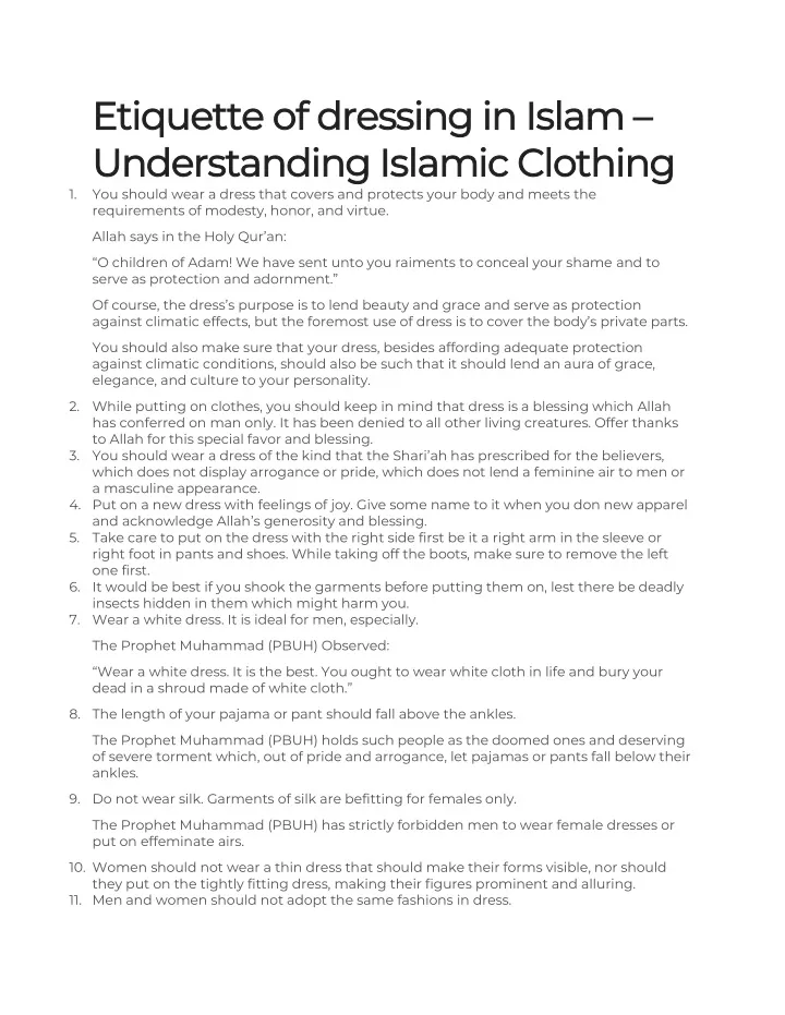 etiquette of dressing in islam etiquette