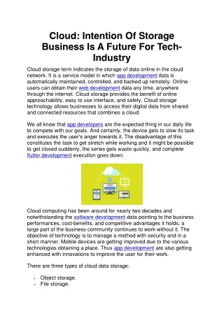 cloud intention of storage business is a future