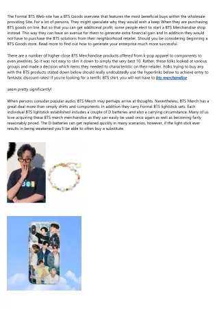 the formal bts web site has a bts goods overview