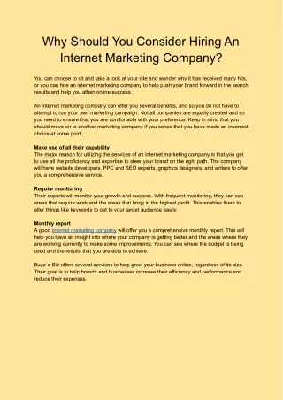 Why Should You Consider Hiring An Internet Marketing Company