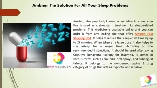 Ambien Medication: The Solution For All Your Sleep Problems