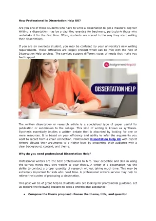 How Professional is Dissertation Help UK?