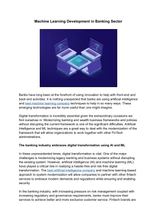 machine learning development in banking sector