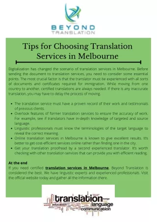 Tips for Choosing Translation Services in Melbourne