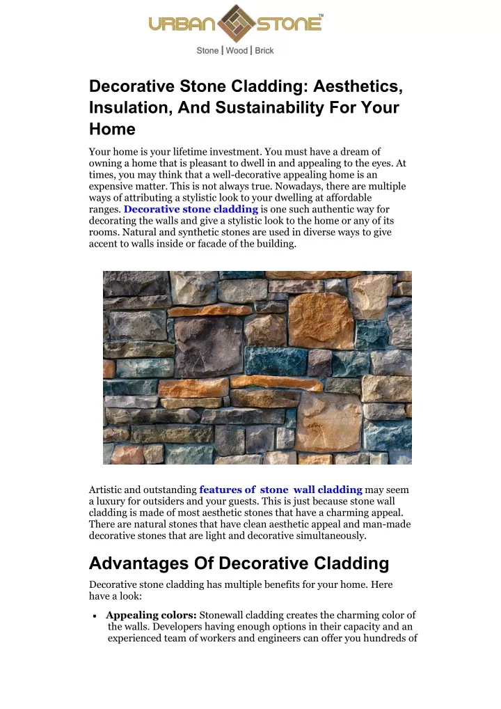 decorative stone cladding aesthetics insulation