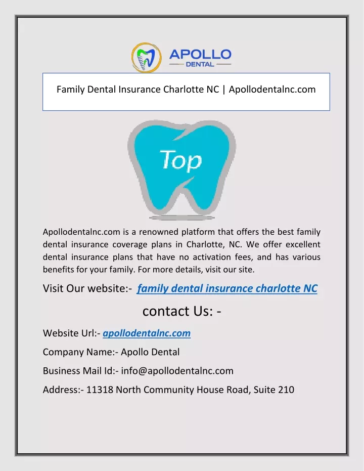 family dental insurance charlotte