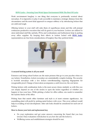 hon locks securing your work space environment