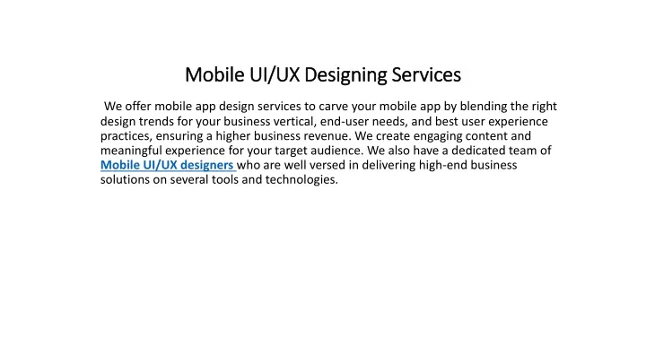 mobile ui ux designing services