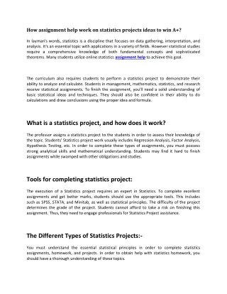how assignment help work on statistics projects