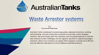 Waste Arrestor systems - Australian Tanks