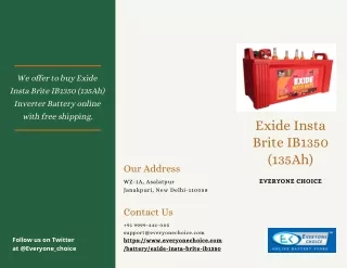Buy Exide Insta Brite IB1350 (135Ah) Battery Online