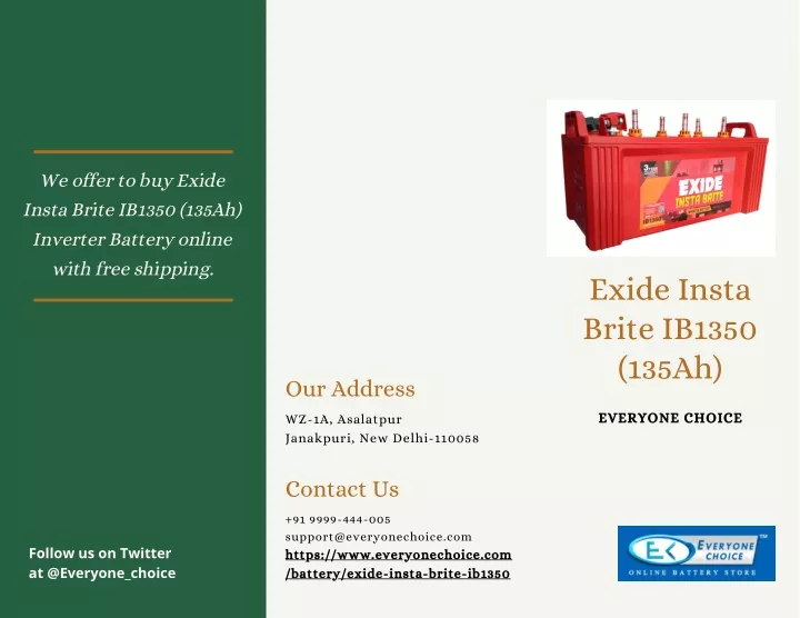 we offer to buy exide insta brite ib1350 135ah