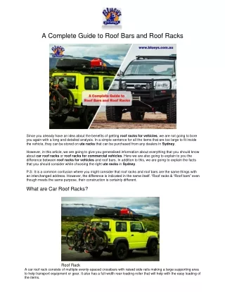 A Complete Guide to Roof Bars and Roof Racks