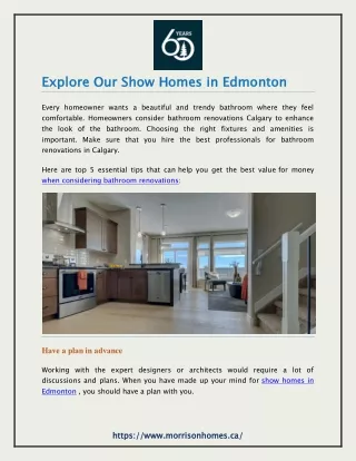 Explore Our Show Homes in Edmonton
