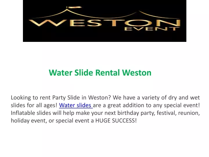 water slide rental weston