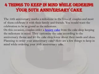 4 things to keep in mind while ordering your 50th anniversary cake