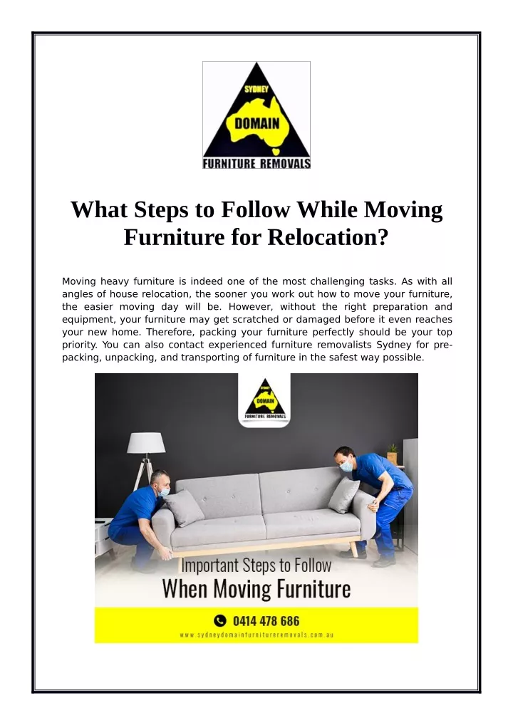 what steps to follow while moving furniture