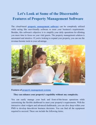 Let's Look at Some of the Discernable Features of Property Management Software
