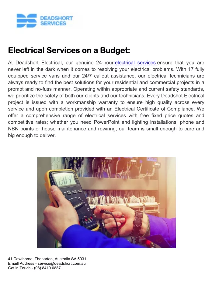 electrical services on a electrical services