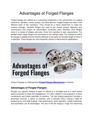 advantages of forged flanges