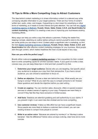 10 tips to write a more compelling copy