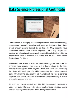 Data Science Professional Certificate