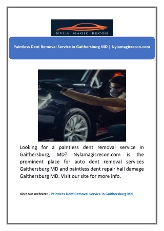 Paintless Dent Removal Service in Gaithersburg Md