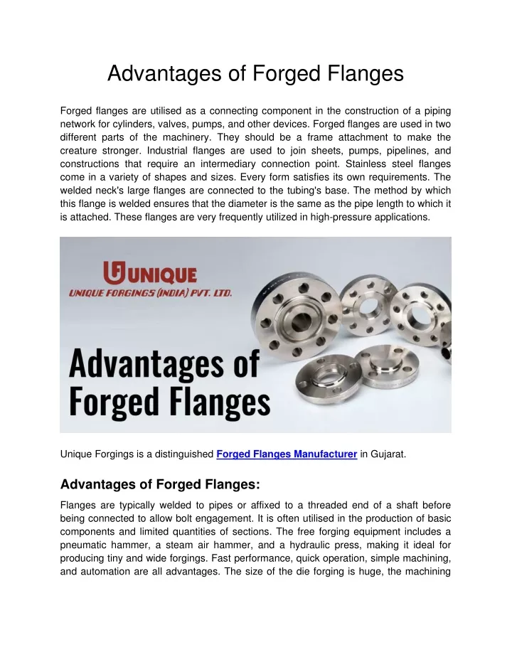 advantages of forged flanges