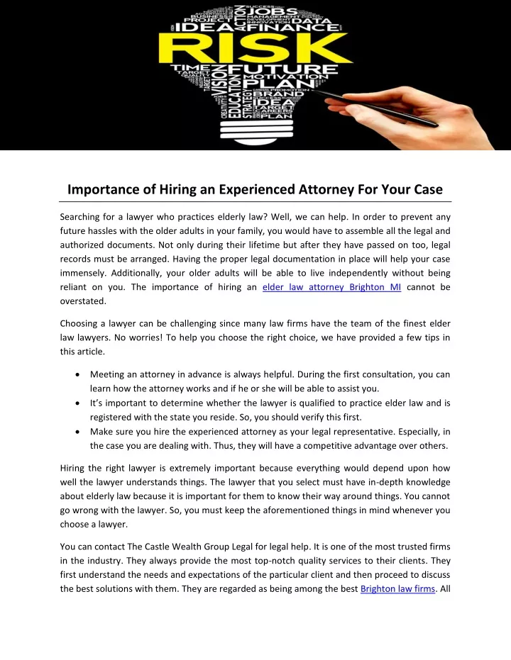 importance of hiring an experienced attorney