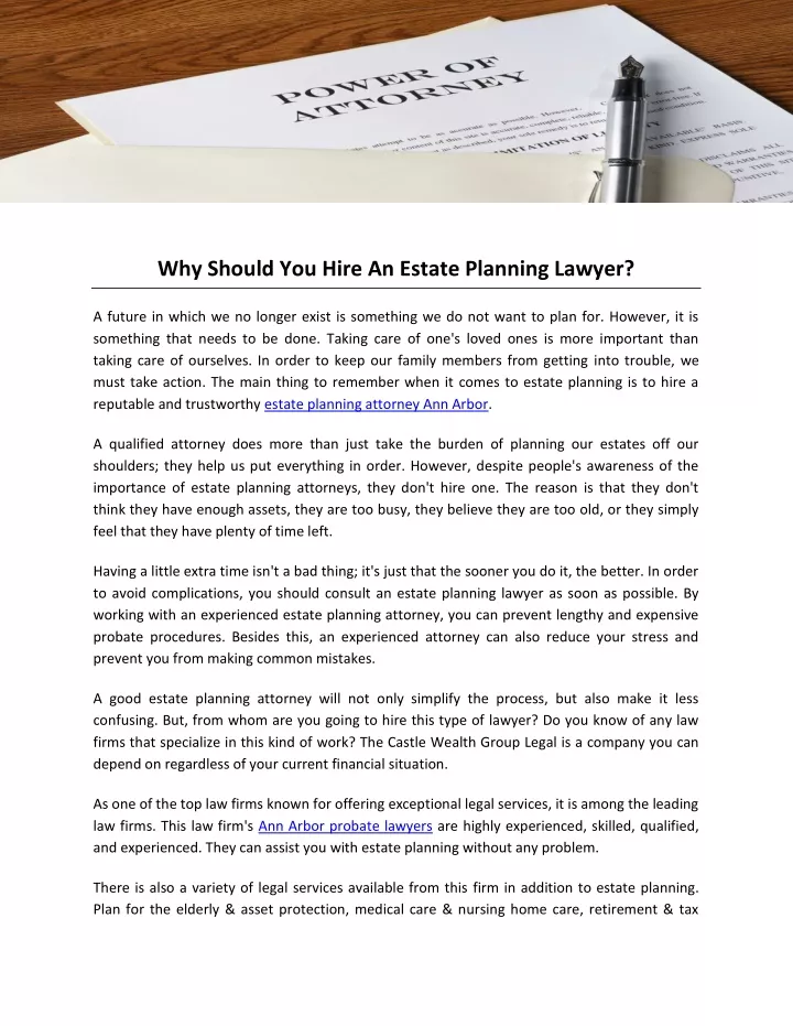 why should you hire an estate planning lawyer