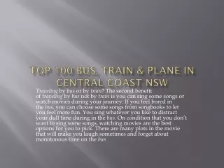 Top 100 Bus, Train & Plane in Central Coast NSW