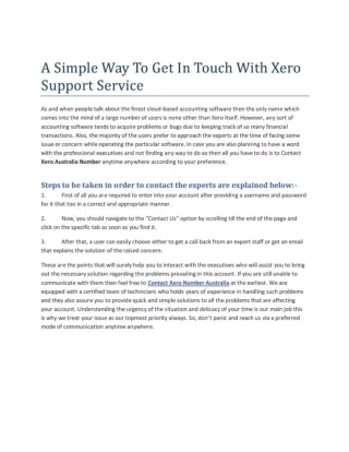 A Simple Way To Get In Touch With Xero Support Service