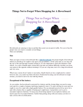 Things Not to Forget When Shopping for A Hoverboard