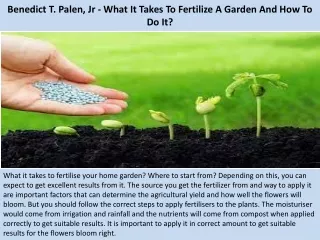 benedict t palen jr what it takes to fertilize a garden and how to do it