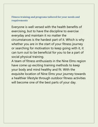 fitness training and programs tailored for your
