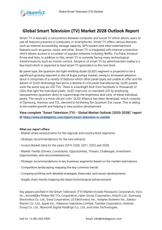 Smart Television (TV) Market 2028 Forecasts Research Report