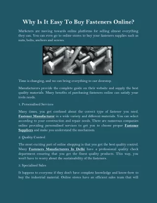 why is it easy to buy fasteners online