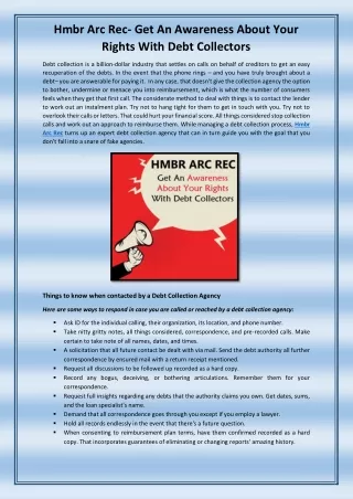hmbr arc rec get an awareness about your rights