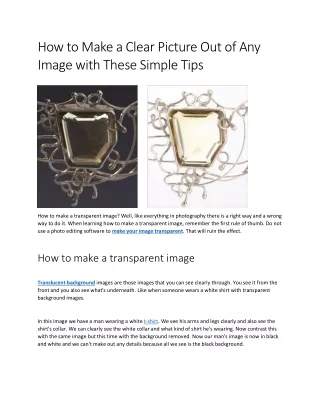 how to make a clear picture out of any image with