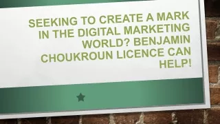 seeking to create a mark in the digital marketing world benjamin choukroun licence can help