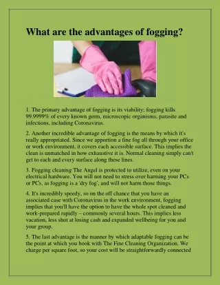 what are the advantages of fogging