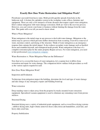 exactly how does water restoration and mitigation