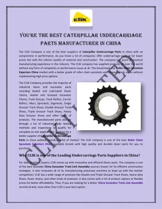 You’re the Best Caterpillar Undercarriage Parts Manufacturer in China
