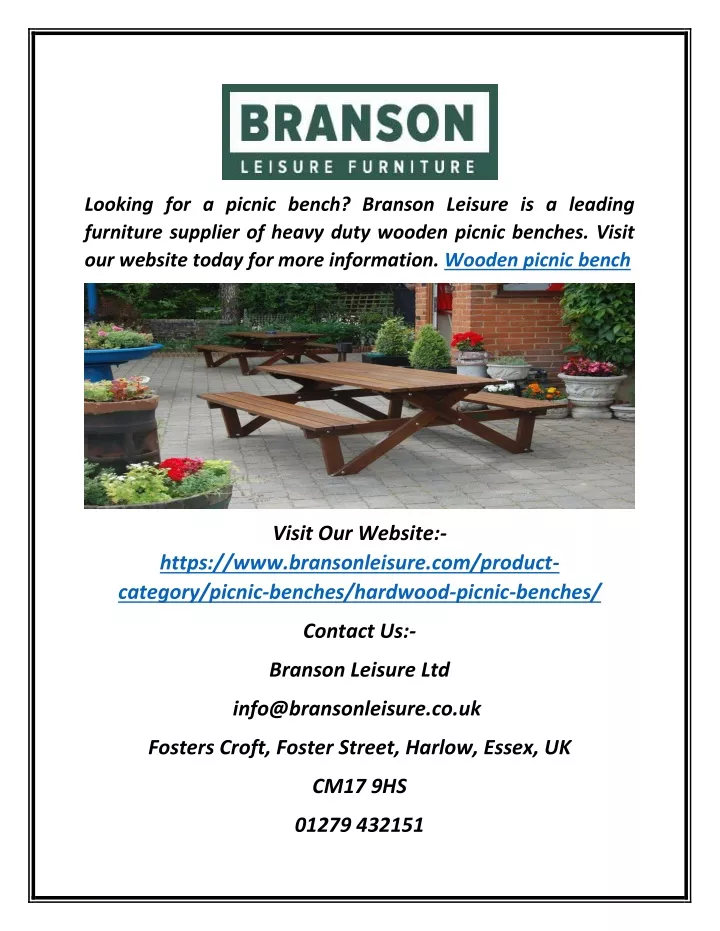 looking for a picnic bench branson leisure