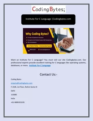 Institute For C Language |Codingbytes.com