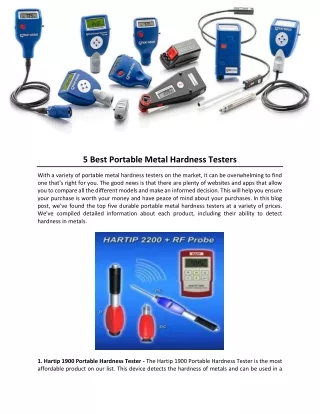 5 Best Portable Metal Hardness Testers