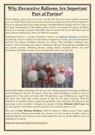 why decorative balloons are important part